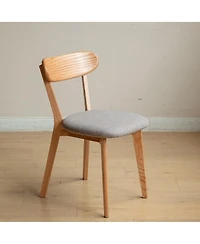 Maison Boucle Mid-Century Dining Chair, Solid Oak Frame, Upholstered Seat, Modern Farmhouse Kitchen Side Single Chair