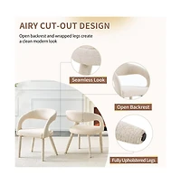 Maison Boucle Upholstered Dining Chair, Open Back Accent Chairs, Modern Scandinavian Side Chairs for Room and Vanity