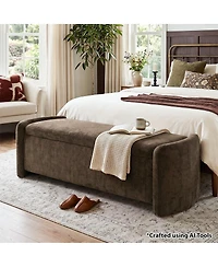 Maison Boucle 60" End-of-Bed Storage Bench With Lift-Top, Chenille Upholstered Ottoman Bench, Modern Entryway Seat for Bedroom or Living Room