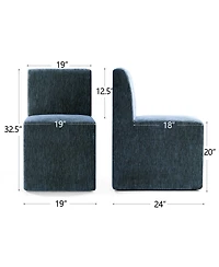 Maison Boucle Chenille Upholstered Dining Chair Set of 2 With Hidden Caster Wheels, Fully Side Chairs, Japandi Modern Seating