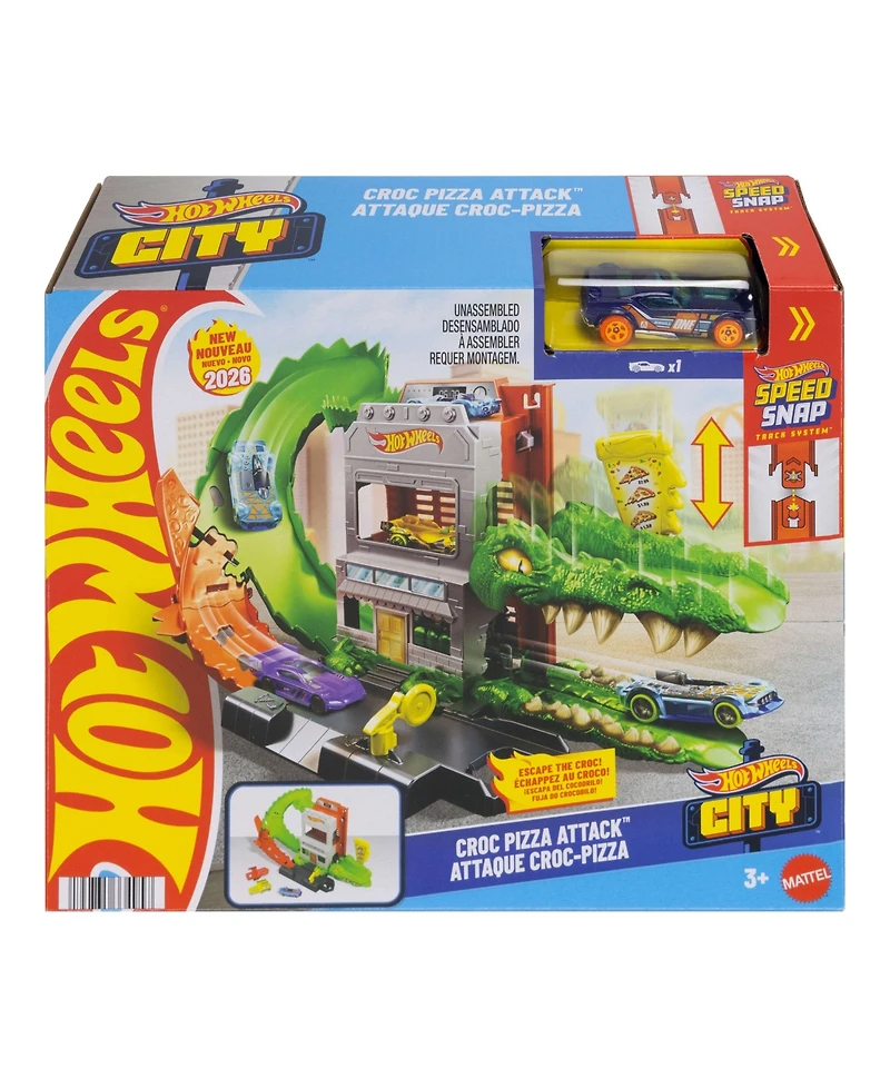 Hot Wheels 1:64 Scale City Croc Pizza Attack Playset