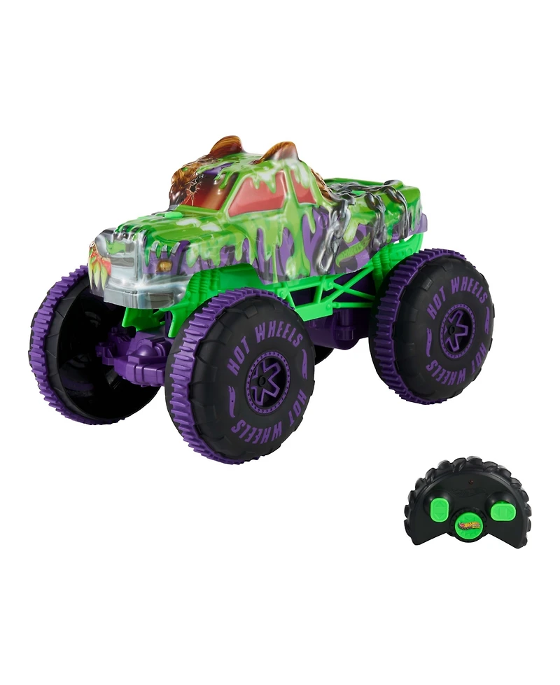 Hot Wheels 1:15 scale Monster Trucks Mutant Chaos Wreckin Wolf Rc, Battery-Powered Remote-Control Toy