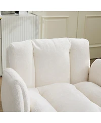 Maison Boucle Modern Chenille Swivel Office Chair, Height-Adjustable Task Chair with Flip-Up Armrests, Double-Cushioned Desk for Home
