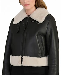 Furniq Uk Women's Emery Shearling Cropped Flight Jacket