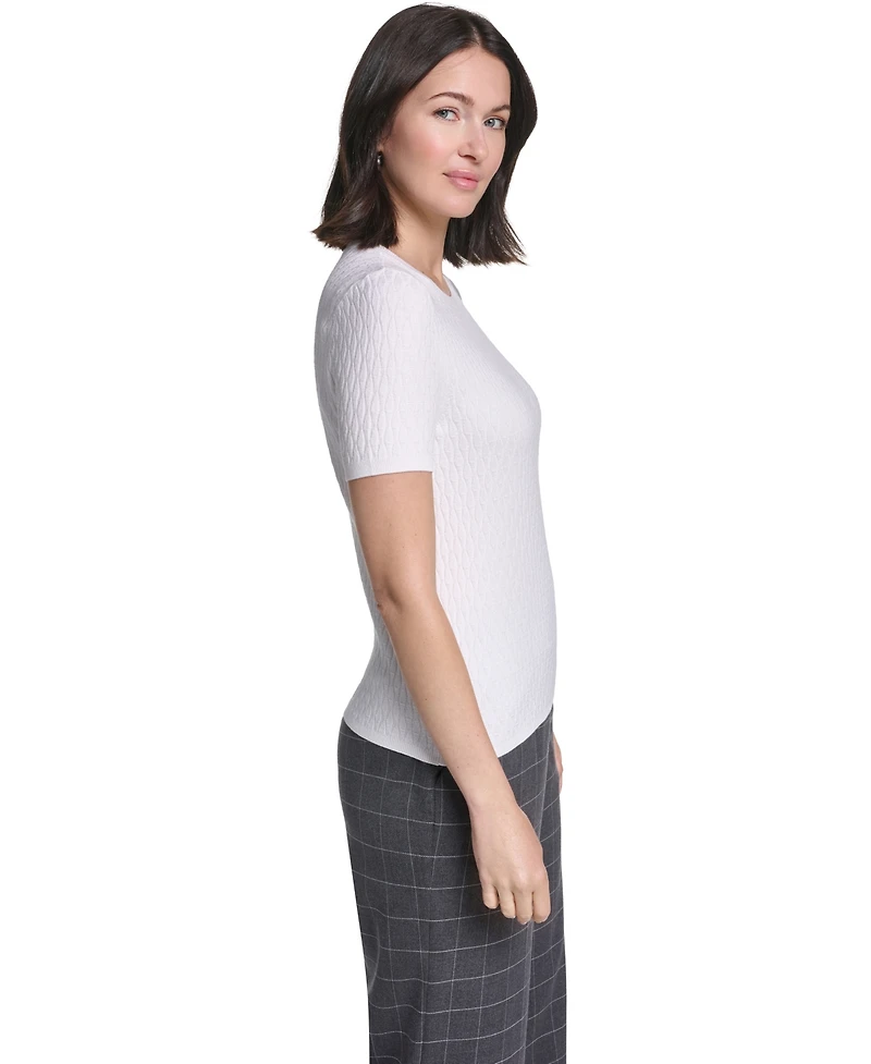 Calvin Klein Women's Textured Short-Sleeve Crewneck Top