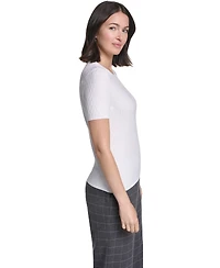 Calvin Klein Women's Textured Short-Sleeve Crewneck Top