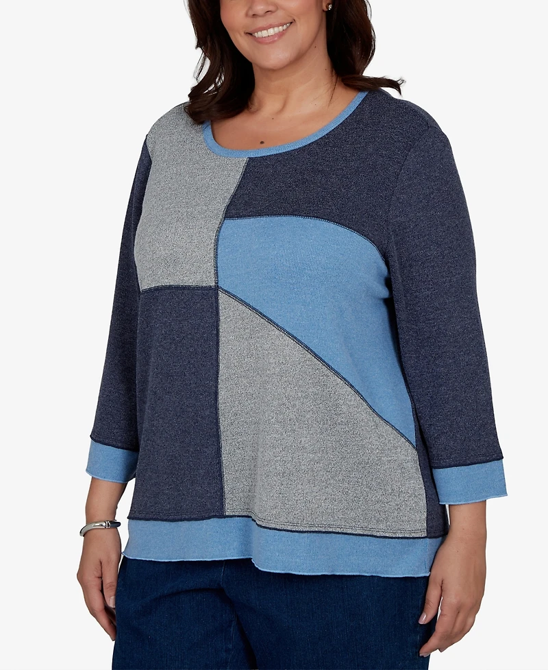 Alfred Dunner Plus Classic Heathered Colorblock Knit Top