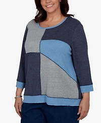 Alfred Dunner Plus Classic Heathered Colorblock Knit Top