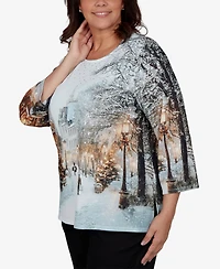 Alfred Dunner Plus Classic Christmas The City Knit Top