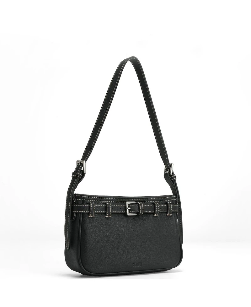 Susu Women's Sloane Leather Shoulder Bag for Women Convertible Crossbody Purse Small Belt Detail Handbag