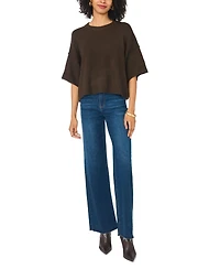 Vince Camuto Women's Elbow-Length Exposed Seam Crewneck Sweater