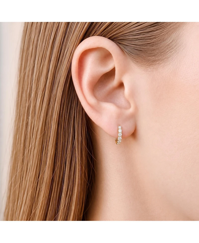 Rachel Glauber Elegant Extra Mini Huggie Hoop Earrings White Gold Plated or 14K