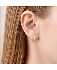 Rachel Glauber Elegant Extra Mini Huggie Hoop Earrings White Gold Plated or 14K