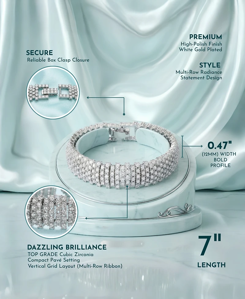 Rachel Glauber Elegant White Gold Plated Link Bracelet