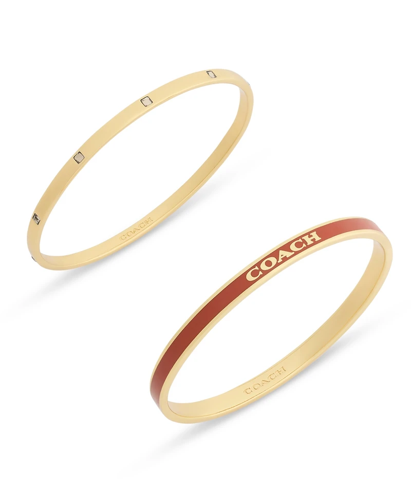 Coach Faux-Stone Signature Logo Enamel Stone Duo Bangle Bracelet