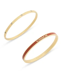 Coach Faux-Stone Signature Logo Enamel Stone Duo Bangle Bracelet