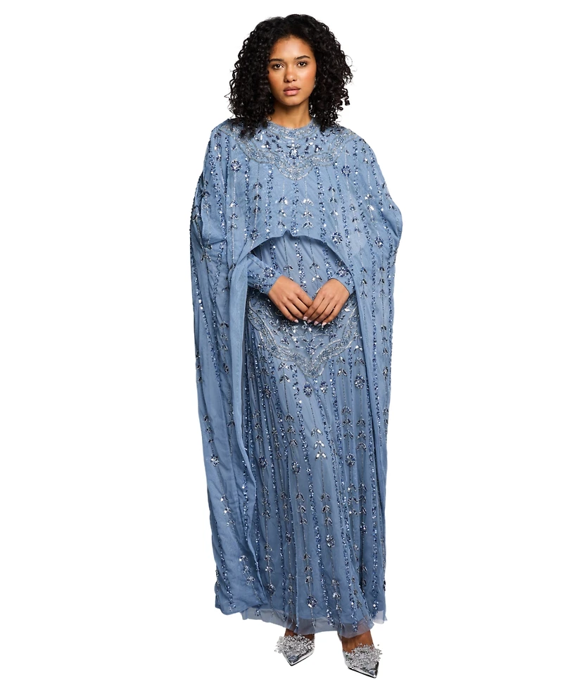Maryisa Women's Modestcape Embellished Sequins Maxi Dress