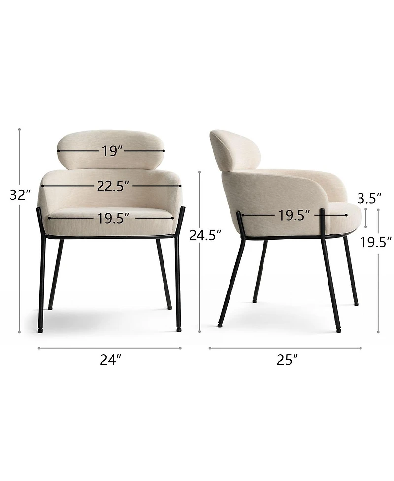 Maison Boucle Modern Upholstered Dining Chair Set of 2