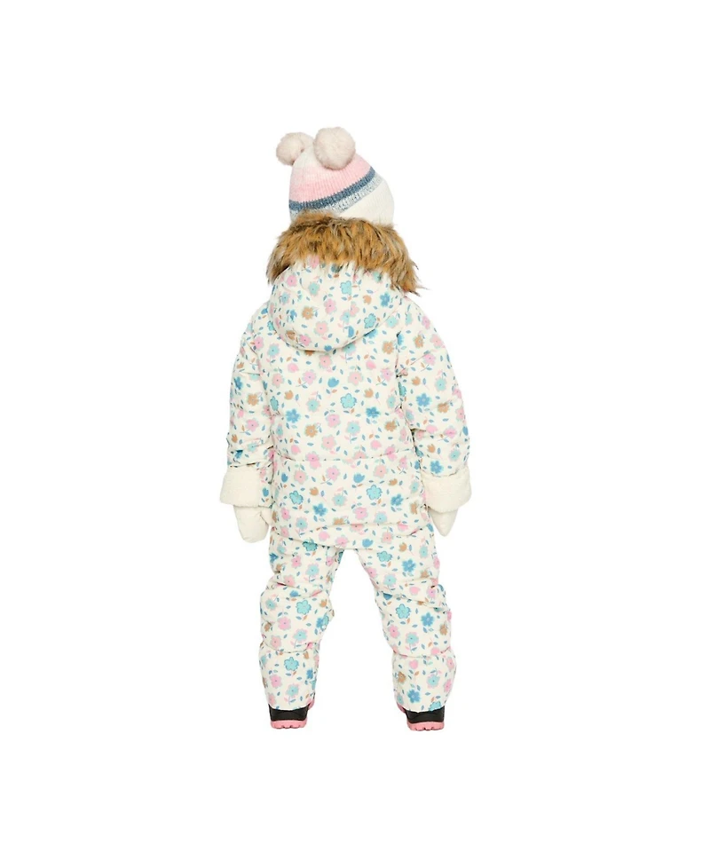 Deux par Baby Girl 3M-24M Snug One Piece Snowsuit Adapted for Car Seats with Floral Print