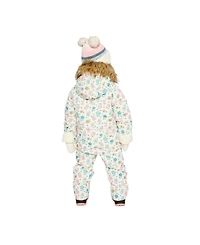 Deux par Baby Girl 3M-24M Snug One Piece Snowsuit Adapted for Car Seats with Floral Print