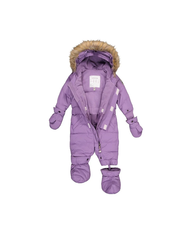 Deux par Baby Girls 6M To 24M Original One Piece Puffy Snowsuit with Removable Mittens and Boots