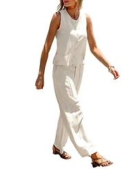 Cupshe Women's Grace Shore Wide-Leg Button-Up Top and Pants Set
