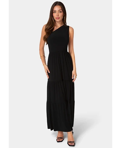 Bebe Women's One-Shoulder Tiered Maxi Dress