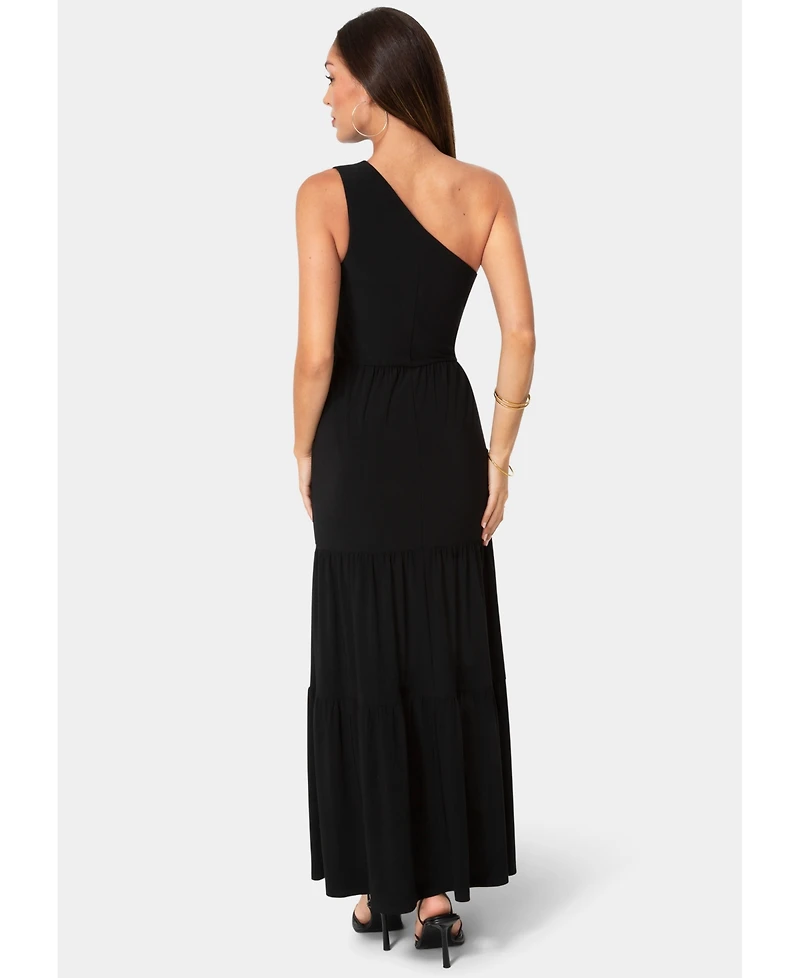 Bebe Women's One-Shoulder Tiered Maxi Dress