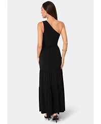 Bebe Women's One-Shoulder Tiered Maxi Dress