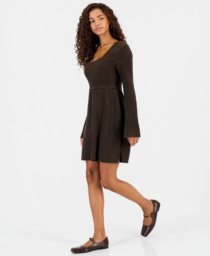 Hooked Up by Iot Juniors' Babydoll Square Neck Sweater Dress