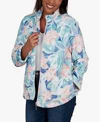 Alfred Dunner Petite Classic Patch Floral Cozy Knit Jacket