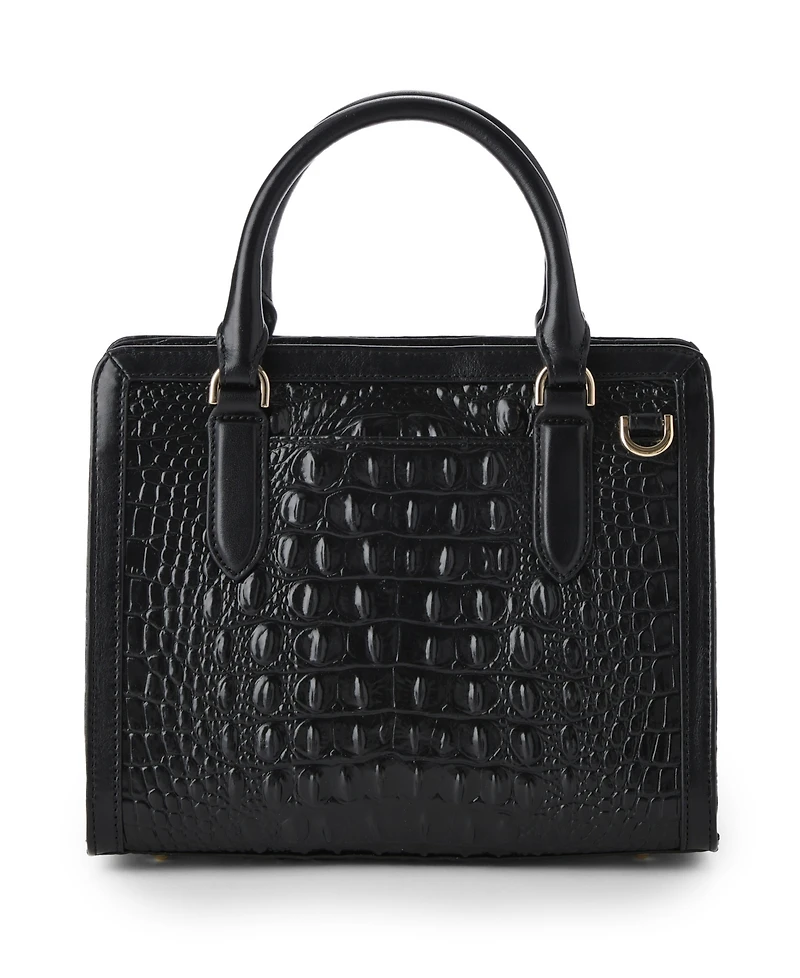 Brahmin Cami Calgary Leather Ocelot Small Satchel Handbag