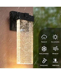 Asagikoiai 2-Pack Led Outdoor Wall Sconces, Weatherproof Dusk to Dawn Bubble Crystal Lights