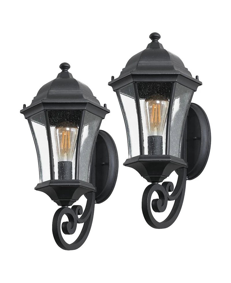 Asagikoiai 2-Pack Metal Outdoor Wall Lanterns, Waterproof Sconce Lights for Garage, Patio, Porch
