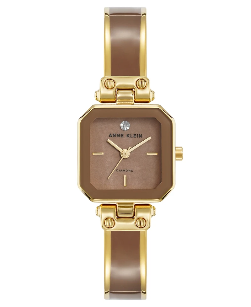 Anne Klein Women's Quartz Octagonal Taupe Dial Gold-Tone Bangle Watch 24mm