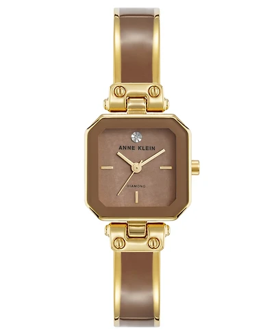 Anne Klein Women's Quartz Octagonal Taupe Dial Gold-Tone Bangle Watch 24mm
