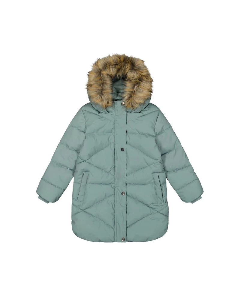 Deux par Toddler ( 2T to 5T ) Girl Long Winter Puffer Coat Sage