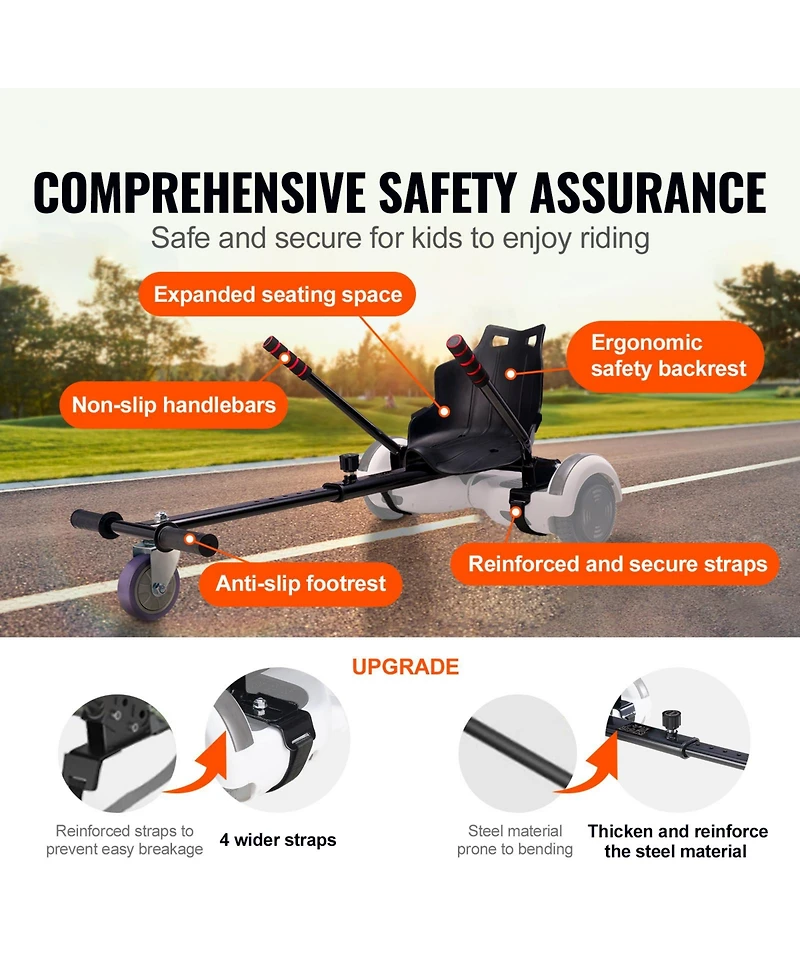 Sevorley Hoverboard Go-Kart Seat Attachment for Kids and Adults, Adjustable Frame, Fits 6.5" to 10" Boards