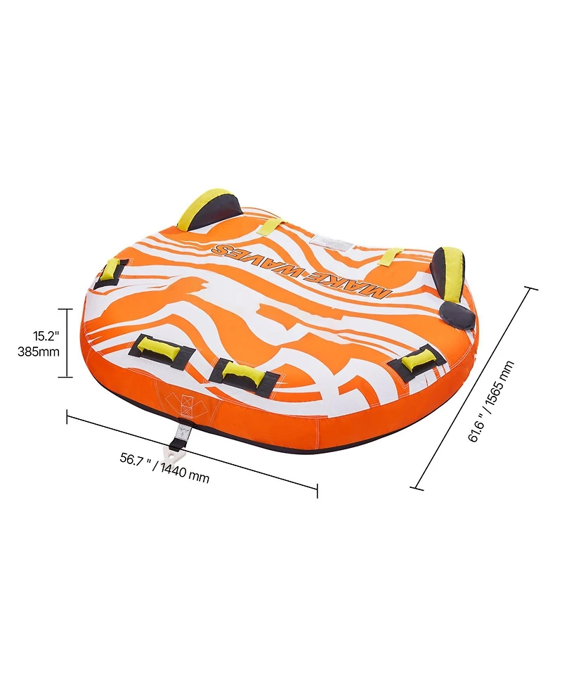 Sevorley Inflatable Towable Tube for Boating, 1-2 Riders Water Sports Tube with Fins, 340 lbs Capacity