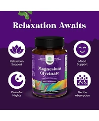 Nature's Craft High Absorption Magnesium Glycinate 500 Milligram Capsules, Supports Sleep, Mood and Muscle Relaxation, , Non-gmo, 120 Count