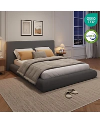 homfan Full Size Upholstered Cloud Platform Bed Frame with Plush Headboard