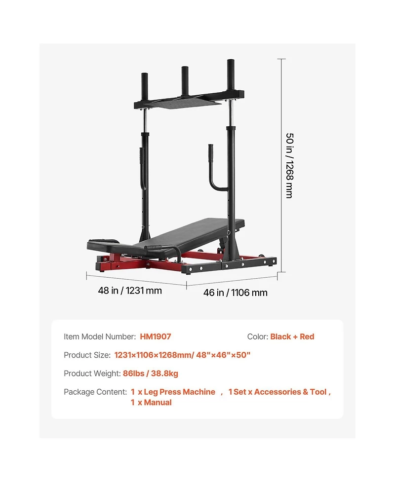 Sevorley Vertical Leg Press Machine, 550 lb Capacity Carbon Steel Lower Body Home Gym