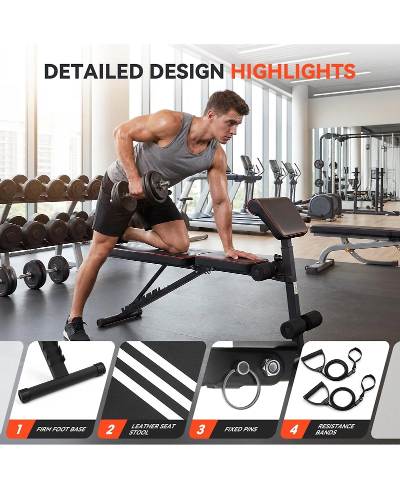 Sugift Adjustable Weight Bench 1000 lbs Foldable Home Gym Heavy-Duty Steel 7-Level Backrest No Assembly