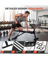 Sugift Adjustable Weight Bench 1000 lbs Foldable Home Gym Heavy-Duty Steel 7-Level Backrest No Assembly