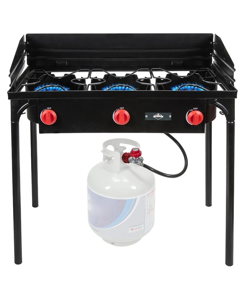 Hike Crew 225,000 Btu Portable Gas Stove with 3 Burners, Legs, Wind Panels and Temperature Control