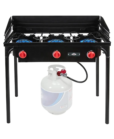 Hike Crew 225,000 Btu Portable Gas Stove with 3 Burners, Legs, Wind Panels and Temperature Control