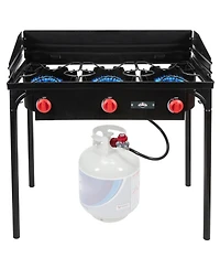 Hike Crew 225,000 Btu Portable Gas Stove with 3 Burners, Legs, Wind Panels and Temperature Control