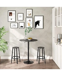 Slickblue Round Bar Table with Adjustable Height and Stable Base for Kitchen, Cafe and Pub