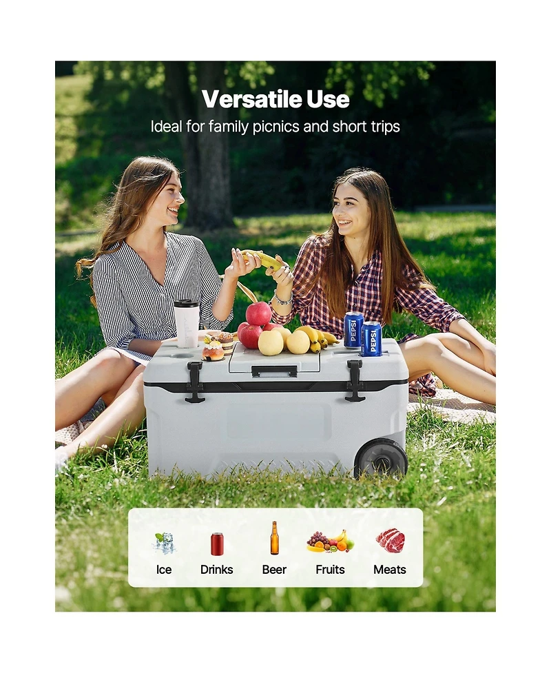Sevorley Wheeled Portable Cooler, 74 qt, Holds 120 Cans, Insulated Rolling Ice Chest