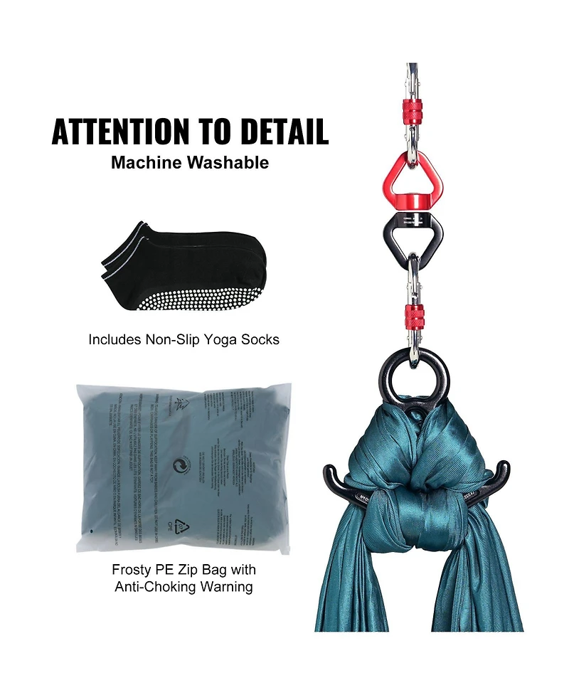Sevorley Aerial Silk Yoga Swing Kit, 8.7 Yards, Nylon Hammock with Rigging Hardware, Green